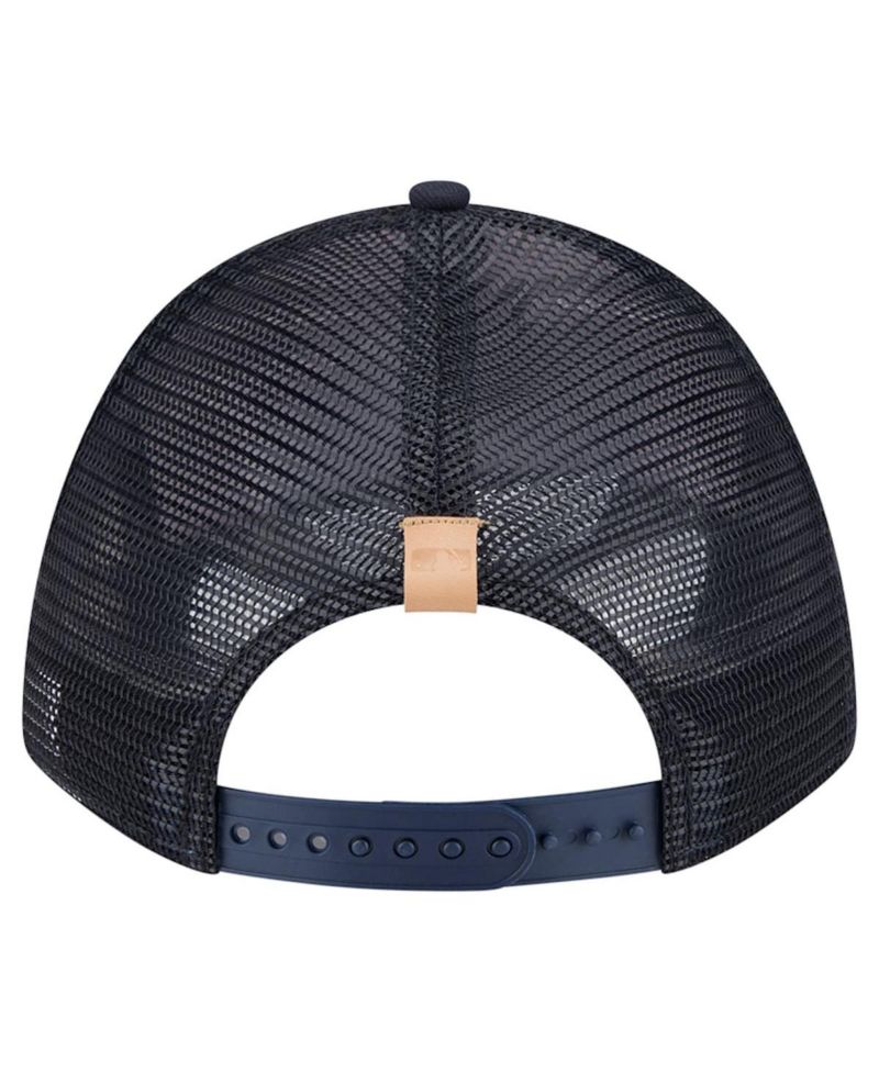 Men's Stone/Navy New York Yankees Text A-Frame Trucker 9FORTY Hat