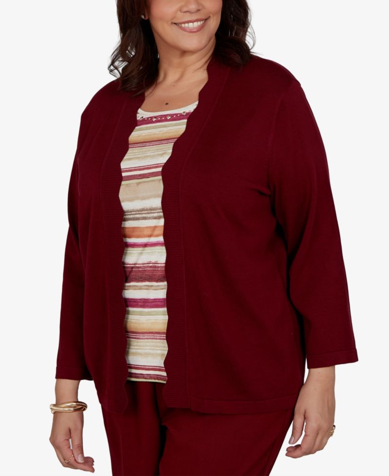 Plus Size Union Square Two-in-One Scalloped Cardigan