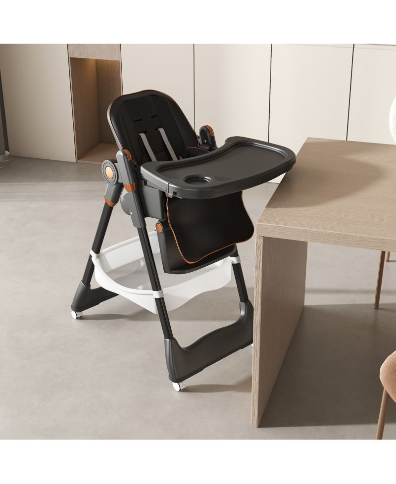 Adjustable Baby High Chair - Portable Feeding Seat (Black)