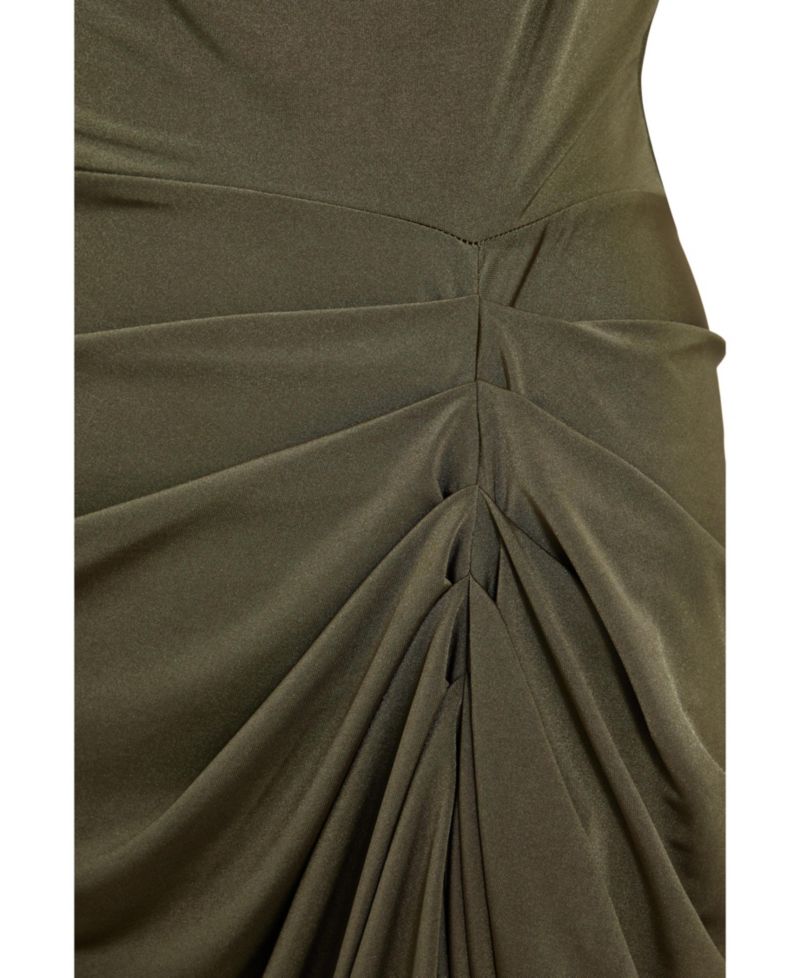 Women's Cowl Neck Ruched Hardware Midi Dress