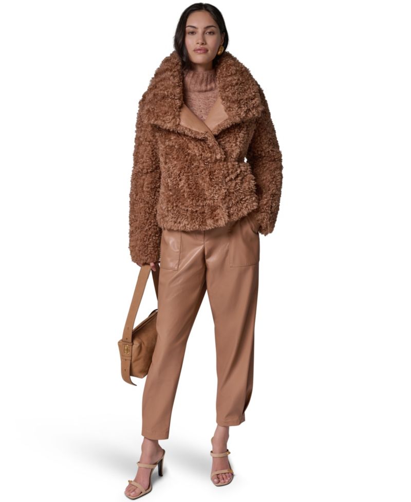 Women's Faux Fur Mock Neck Jacket