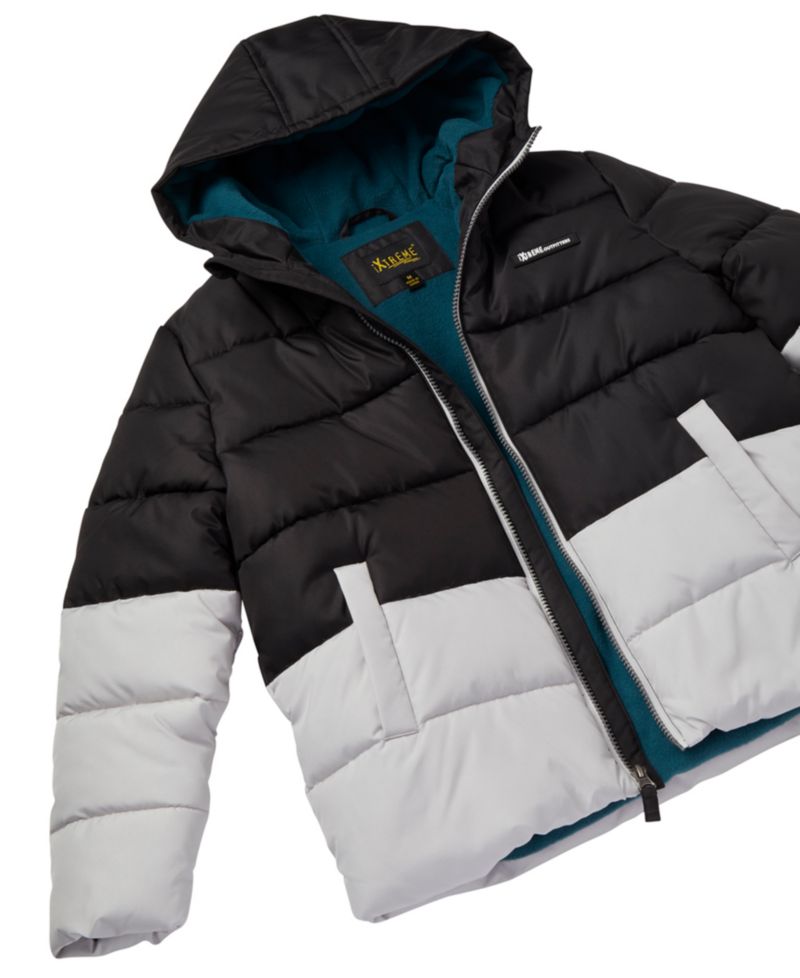 Boys' 6-20 Ripstop Color-Block Puffer Jacket with Hat, 2-Piece Set