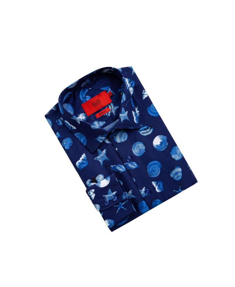 Men's Slim Fit Sea Shell Print Shirt