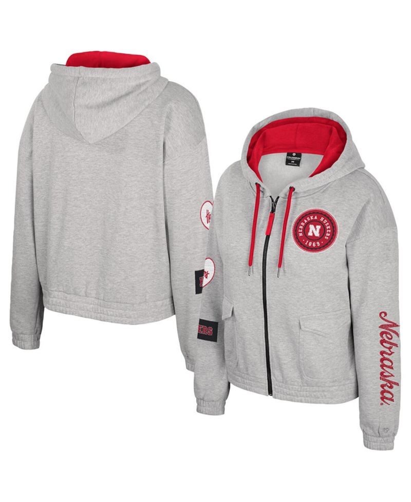 Women's Gray Nebraska Huskers Alfie Full-Zip Hoodie Jacket
