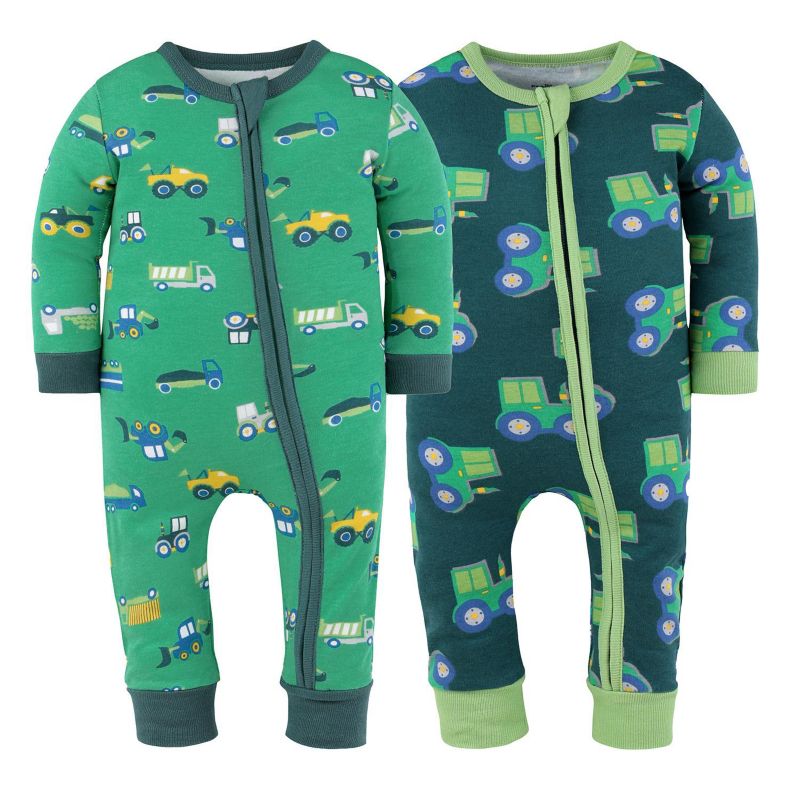 Baby Boys Trucks and Tractors Cotton Footless Pajamas for Boys, 2 Pack
