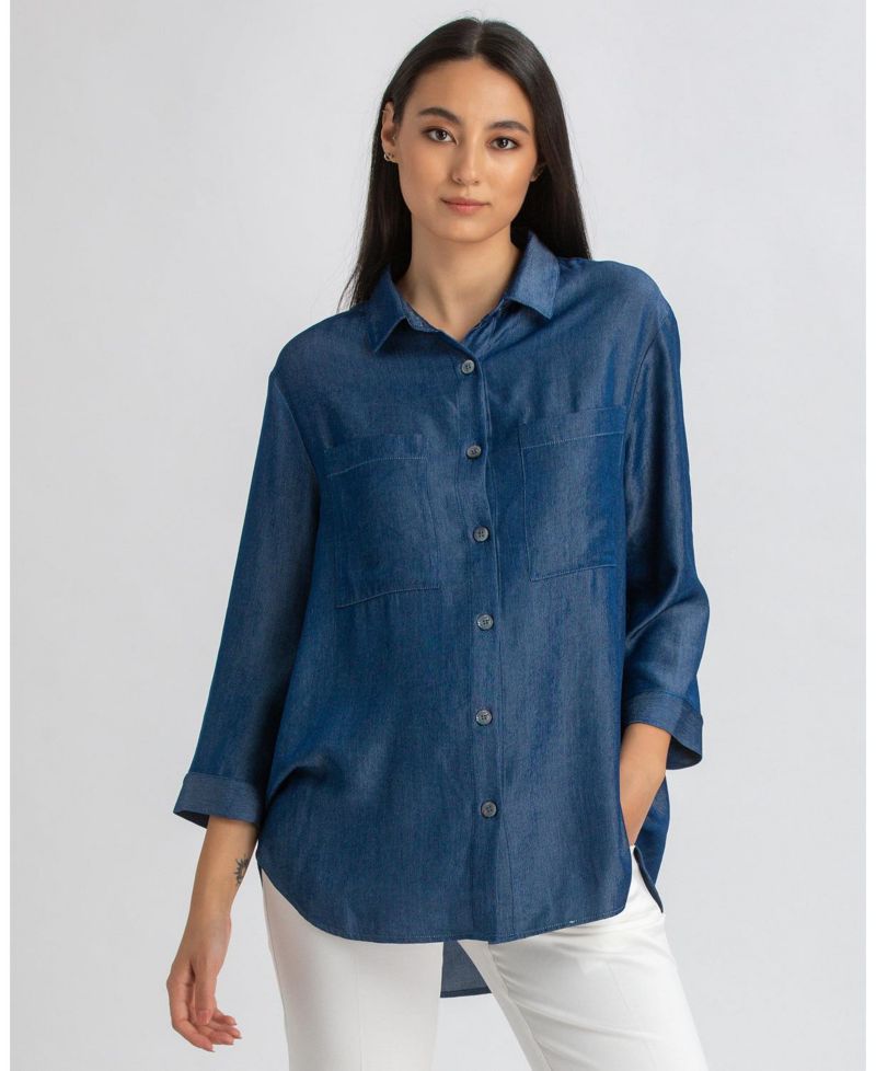 Maternity 3/4 Sleeve Chambray-look Viscose Erica Blouse