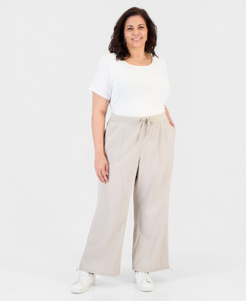 Plus Size Drapey Bungee Wide-Leg Pants