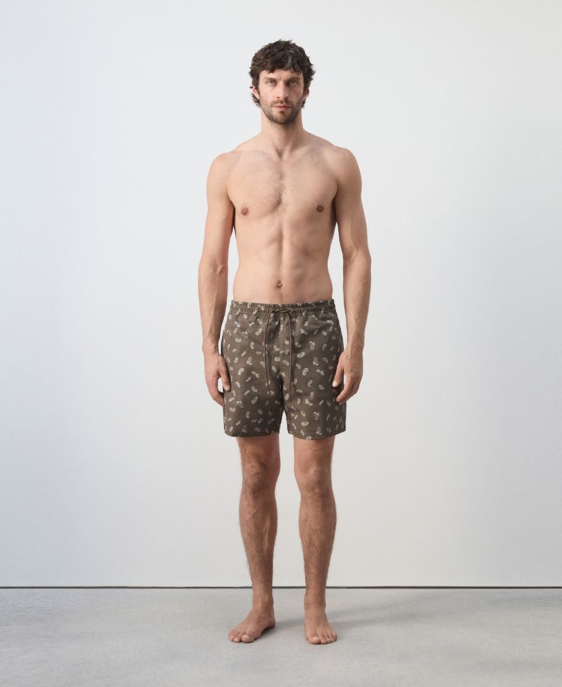 Men's Drawstring Printed Swimsuit