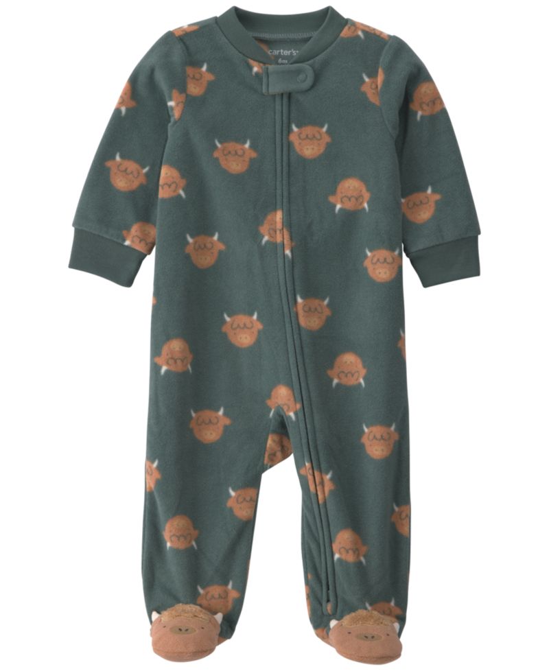 Baby Boys' Farm 2-way Zip Footed Fleece Sleep & Play Pajamas