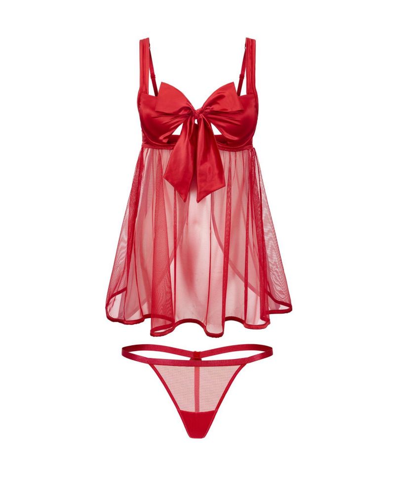 Plus Size Bessima Babydoll and G-String Set Lingerie