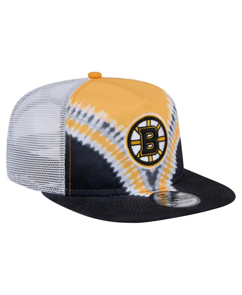 Men's Black/Gold Boston Bruins Throwback V-Dye Adjustable Golfer Hat
