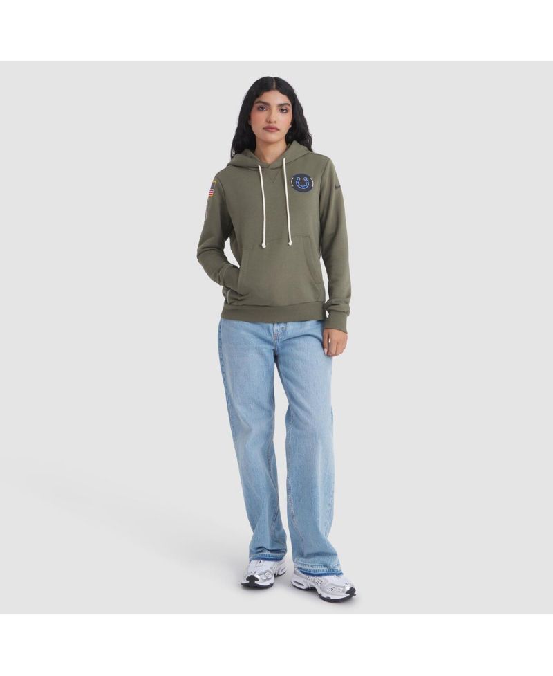 Women's Olive Indianapolis Colts 2025 Salute to Service Sideline Standard Issue Dri-FIT Hoodie