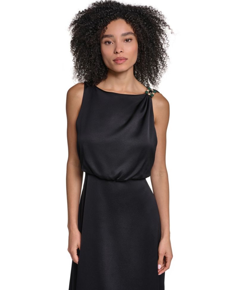 Women's Satin Sleeveless Midi Dress