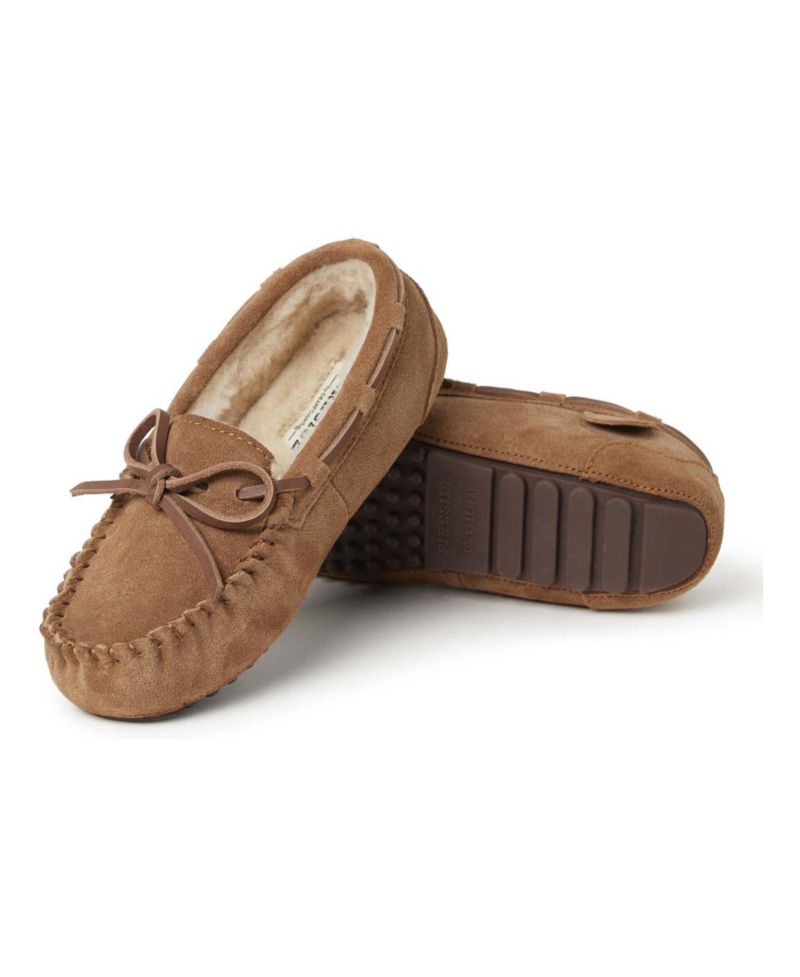 Dearfoams Fireside By Kid's Parke Genuine Shearling Moccasin Slipper
