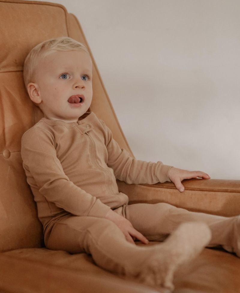 Toddler Matching Family One Piece Footed Cotton Long Sleeve Solid Color Pajamas 2T-5T