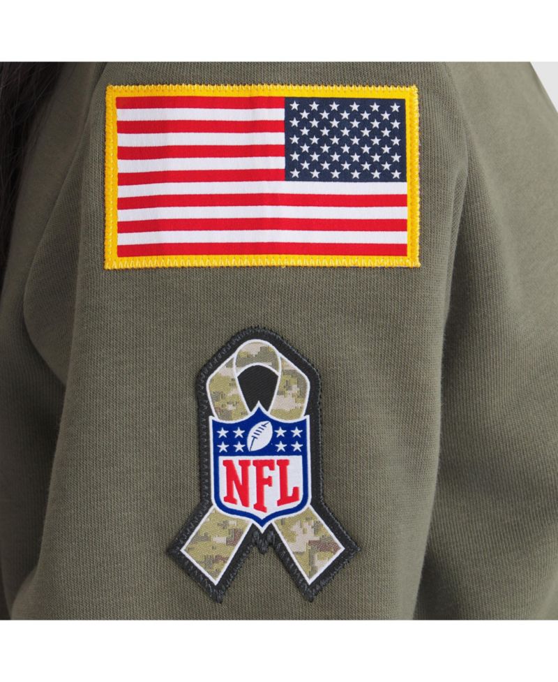 Women's Olive Philadelphia Eagles 2025 Salute to Service Sideline Standard Issue Dri-FIT Hoodie