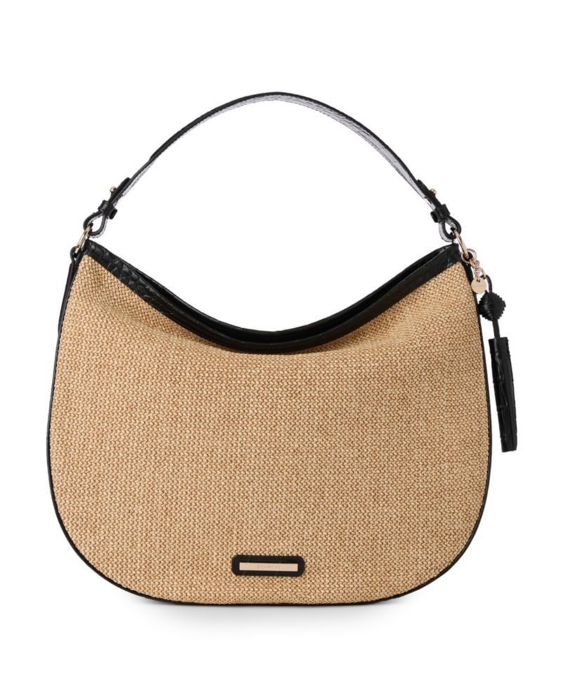 Kathleen Folsom Medium Raffia Hobo Shoulder Bag
