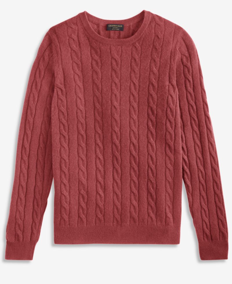 Petite Cable-Knit Crewneck 100% Cashmere Sweater