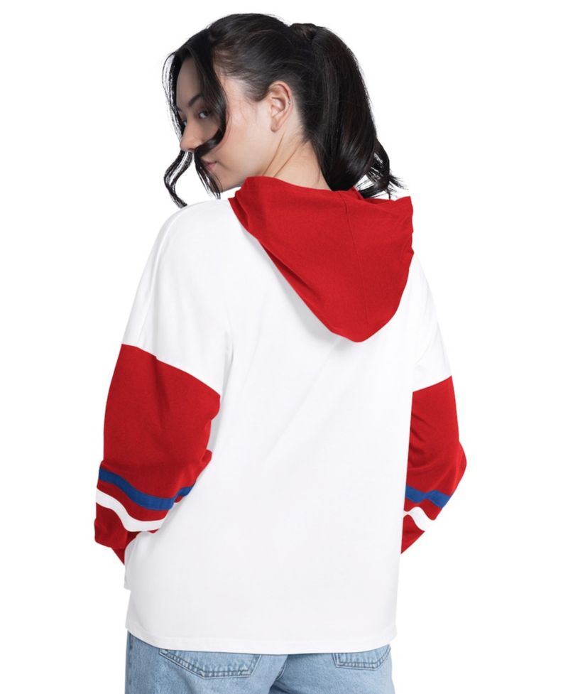 Women's White/Red Philadelphia Phillies Key Player Oversized Long Sleeve Hoodie