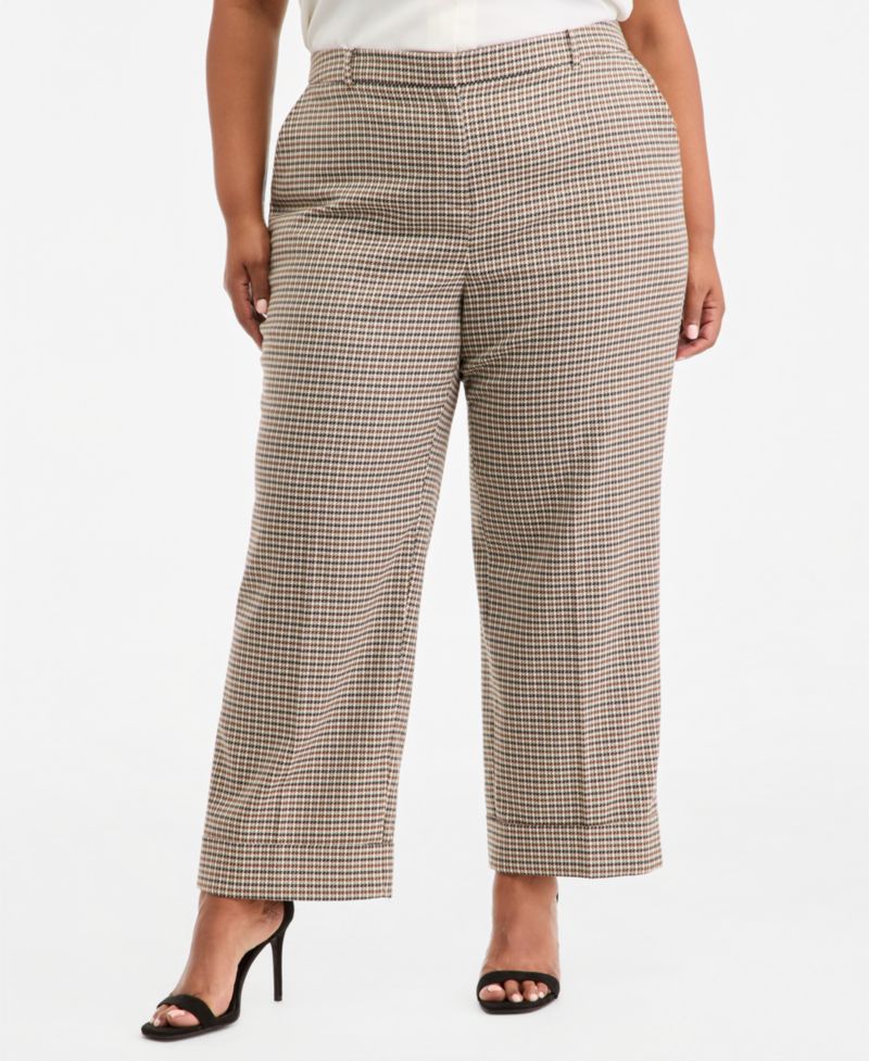 Plus Size Mid-Rise Cuffed-Hem Trousers