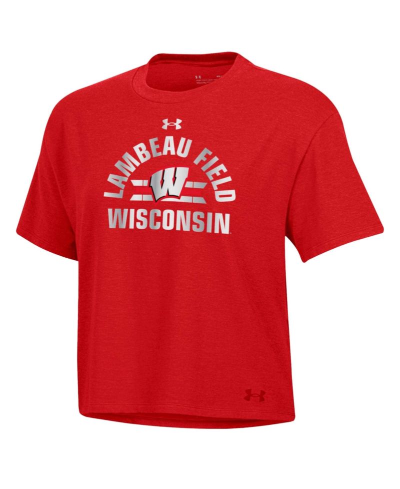 Women's Red Wisconsin Badgers 2026 Lambeau Field Collection Boxy Tri-Blend T-Shirt