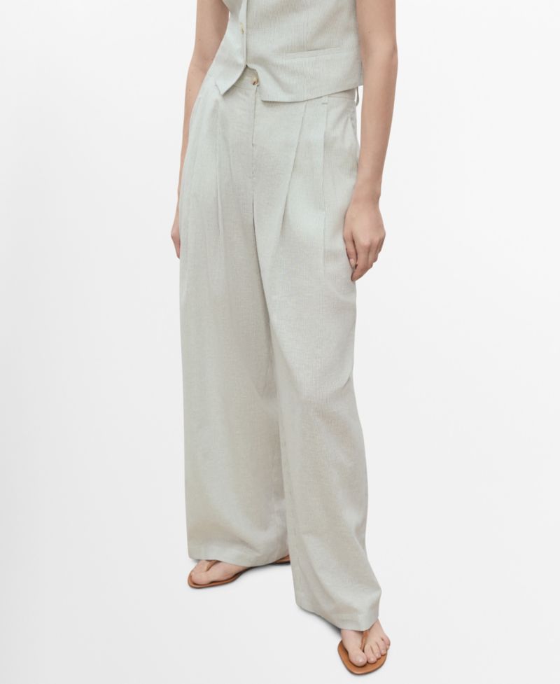 Women's Straight-Fit Linen-Blend Suit Pants