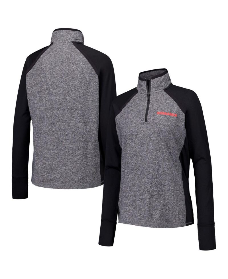 Women's Black/Heather Gray Nebraska Huskers Finalist Raglan Quarter-Zip Jacket