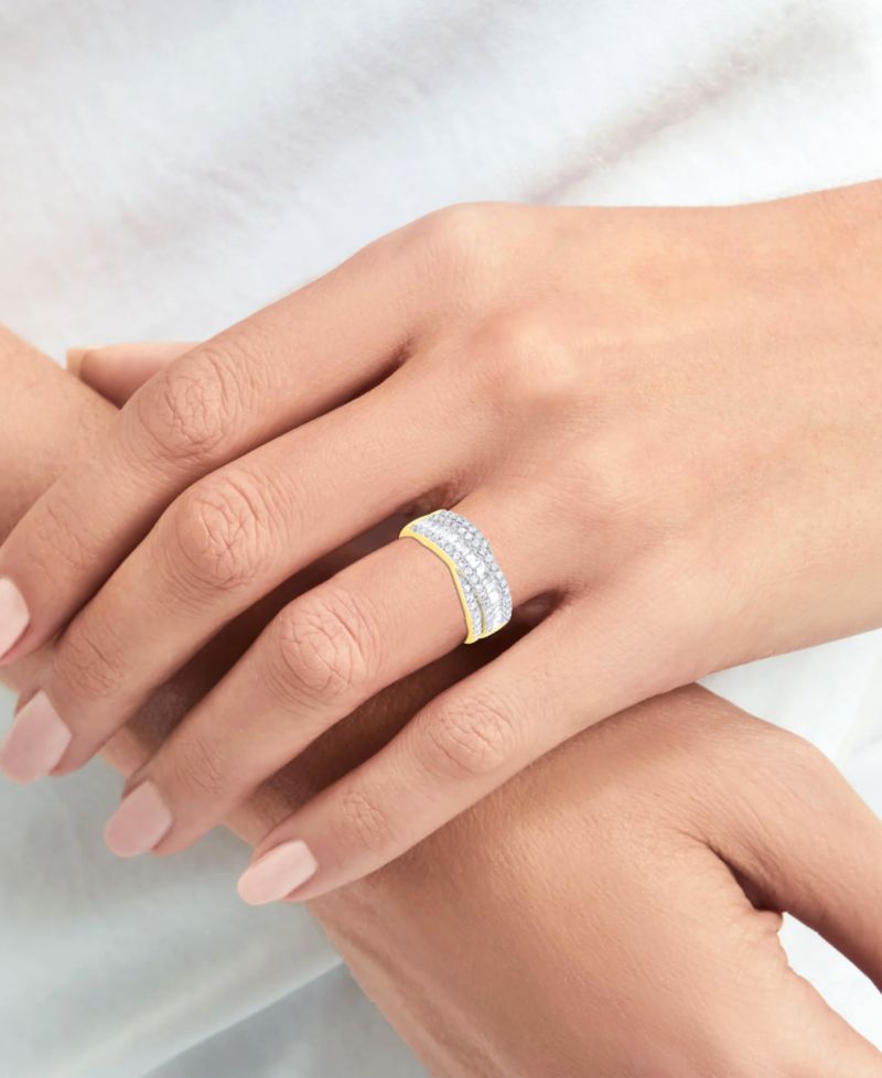 Lab-Grown Diamond Crisscross Band (1 ct. t.w.) in Sterling Silver or 14k Gold-Plated Sterling Silver