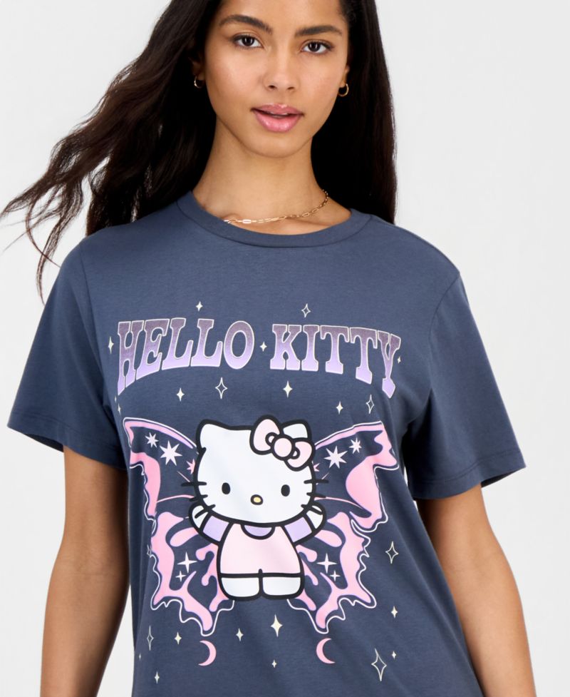 Juniors' Hello Kitty Butterfly Graphic-Print Tee