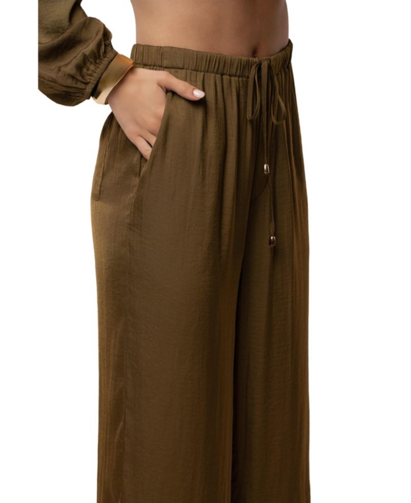 Women's Seaside Glow High-Waisted Wide-Leg Satin Pants