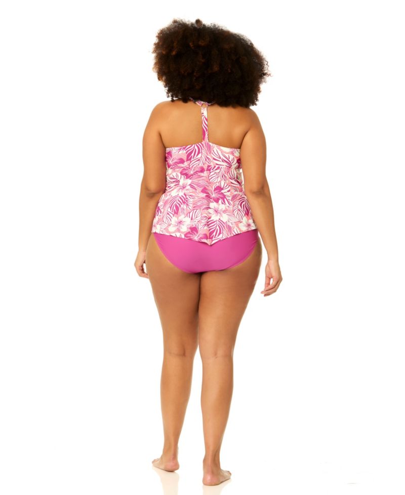 Plus Size Underwire Floral Print Swim Tankini Top and Bottoms