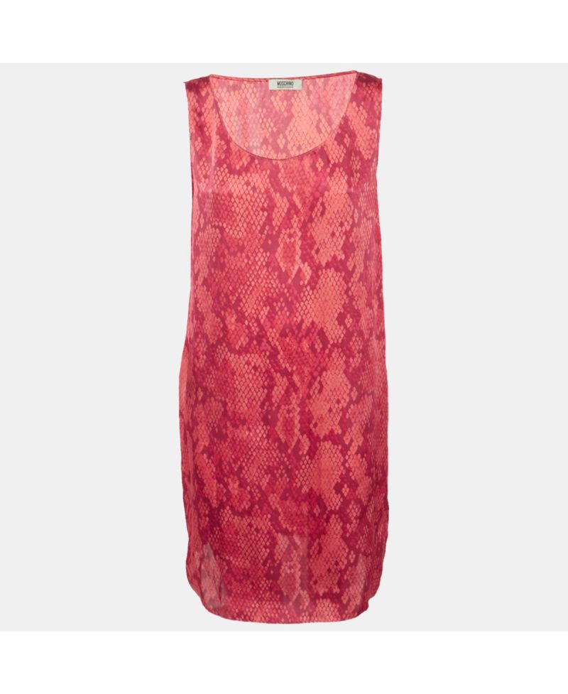 Women's Cheap And Chic Red Printed Satin Sleeveless Short Dress
