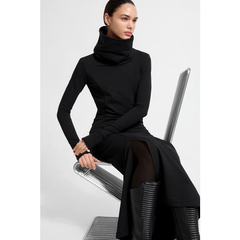 Women's Lisa Oversized-Collar Thumbhole Long-Sleeve Sweatshirt Dress