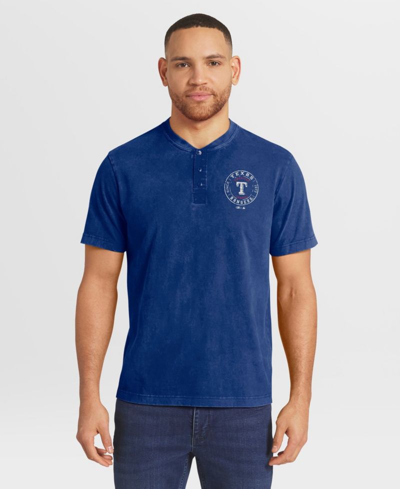 Men's Texas Rangers Distressed Henley Shirt