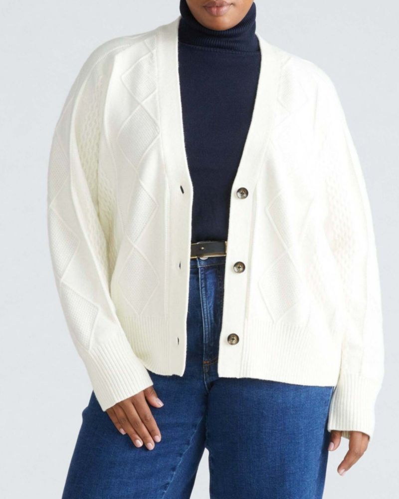 Plus Size Cable Knit Cardigan