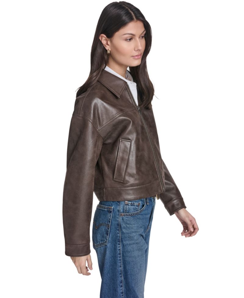 Women's Faux Suede Relaxed-Fit Zip-Front Jacket