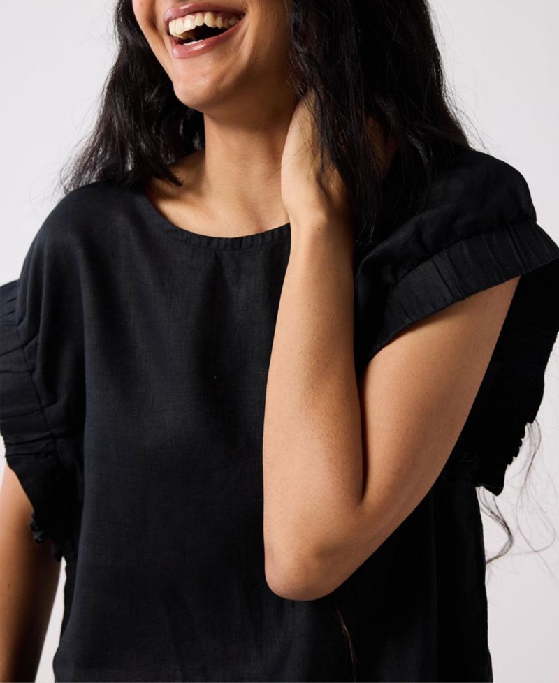 Women's Hemp Top with Gathered Sleeve