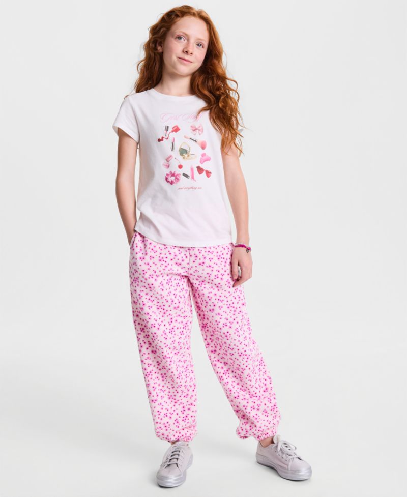 Girls' XS-XL Floral-Print Jogger Pants