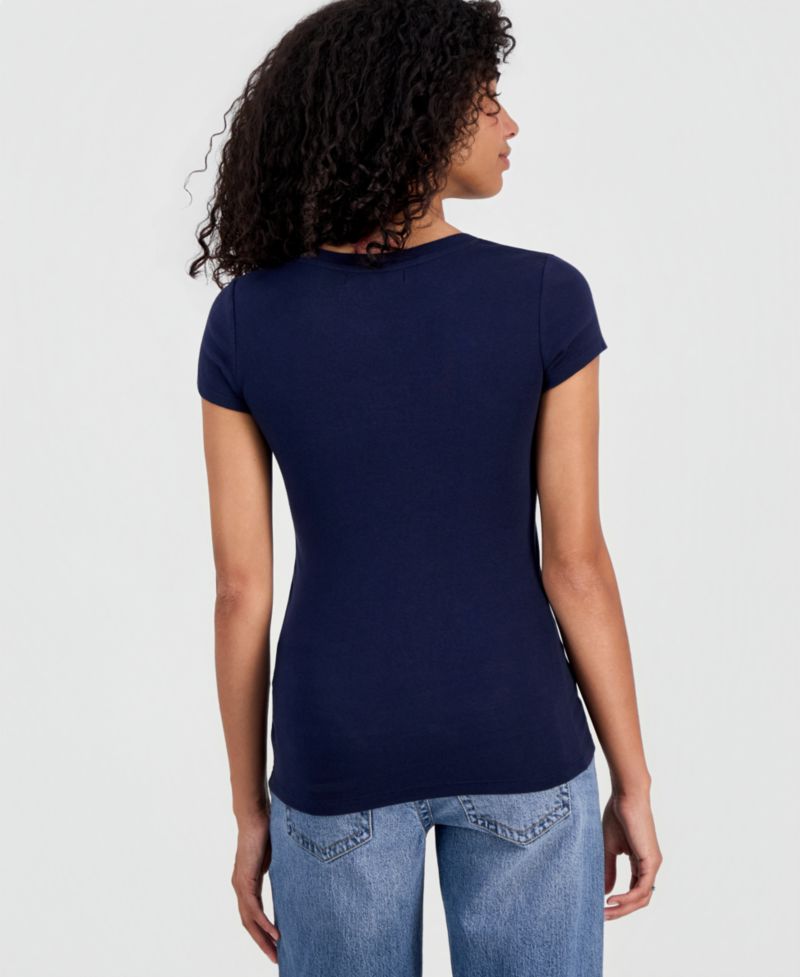 Juniors' Longline Appliqu&eacute; Short-Sleeve Tee