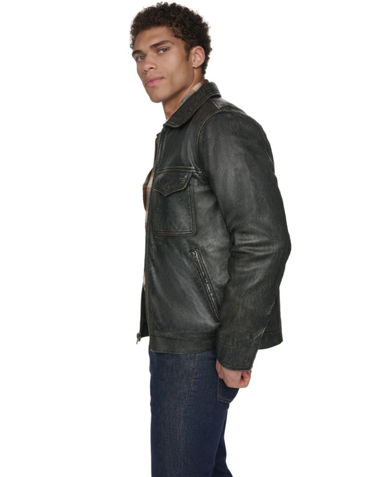 Men's Genuine Leather Trucker Jacket