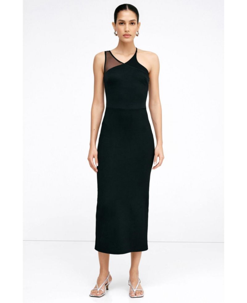 Women's Vivica One-Mesh-Strap Sleeveless Fitted Midi Dress with Back Slit