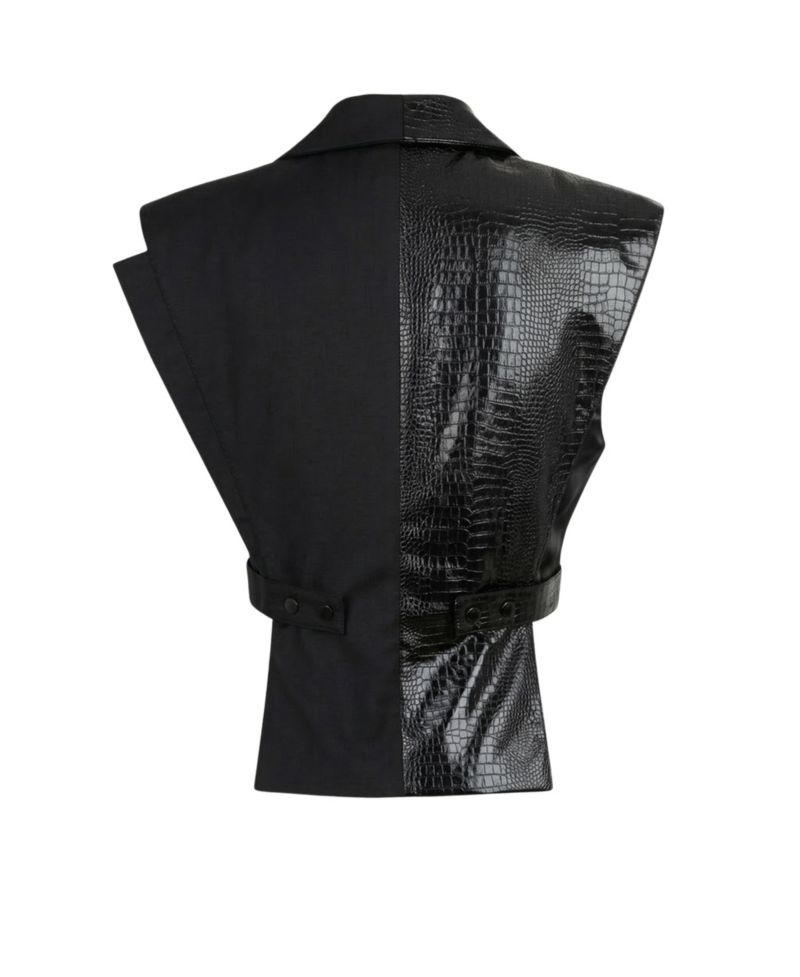 Women's Mixed Texture Sleeveless Blazer