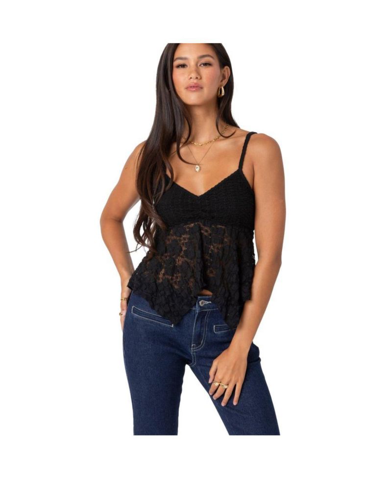 Women's Orchid Sheer Lace Top