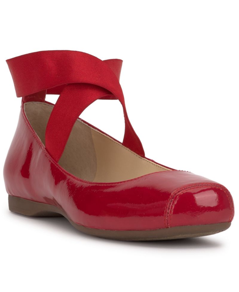 Women's Mandalaye Elastic Criss-Cross Ankle Strap Ballet Flats