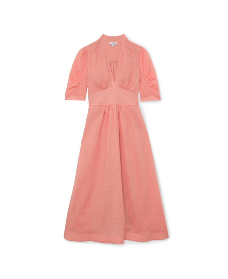 Women's Short-Sleeve Waisted Midi Dress