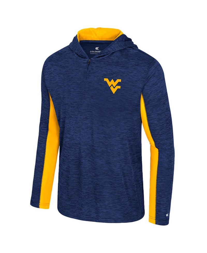 Men's Navy West Virginia Mountaineers Always Sunny Quarter-Zip Hoodie