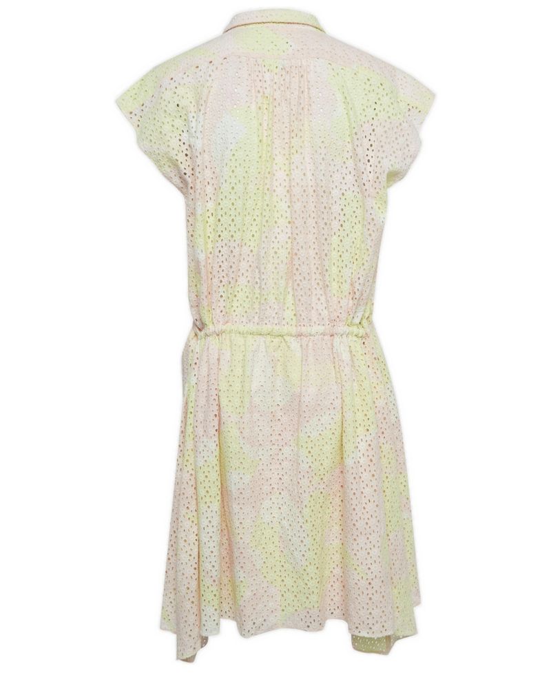 Women's Pink & Yellow Eyelet Cotton Camo Dress