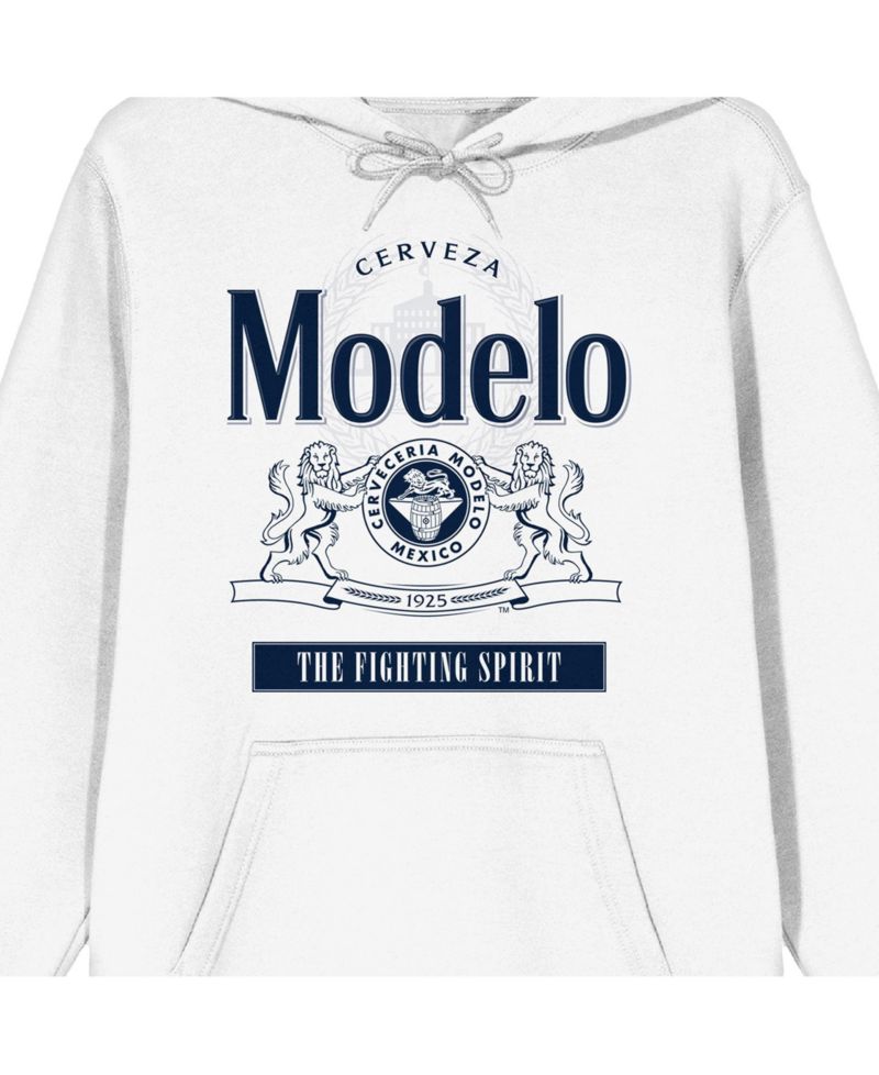 Men's The FIghting Spirit Long Sleeve White Adult Hooded Sweatshirt -3XL