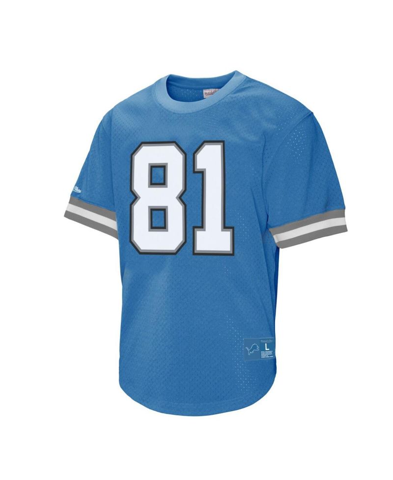 Men's Calvin Johnson 81 Blue Detroit Lions Retired Player Name & Number Mesh T-Shirt