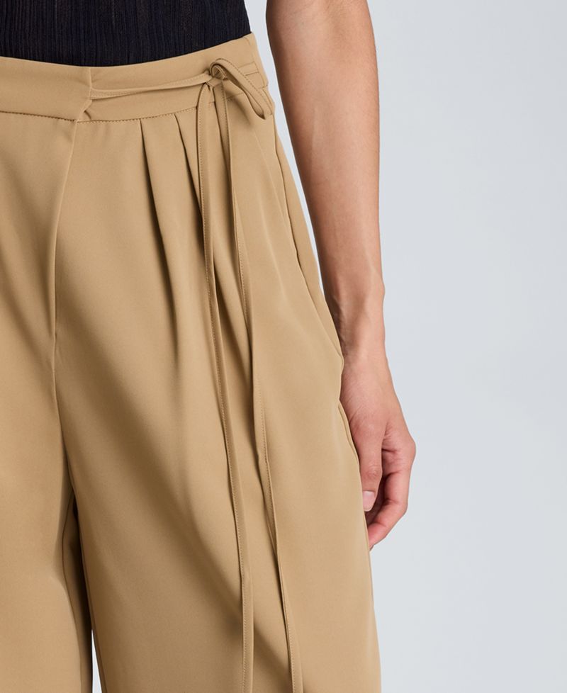 Women's High Rise Fly Front Double Pleat Asymmetric Wide Leg Pants